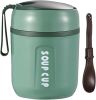 Portable Stainless Steel Food Container, Insulated Containers for Hot Food, Vacuum Insulated Soup Jar with Foldable Spoon