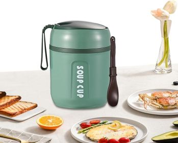 Portable Stainless Steel Food Container, Insulated Containers for Hot Food, Vacuum Insulated Soup Jar with Foldable Spoon