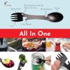 5-in-1 Portable Fork/Spoon Multi-Function Camping Tool Stainless Steel Titanium Spork Outdoor Can Opener Outdoor Tableware Serrated-Knife For Hiking