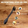 5-in-1 Portable Fork/Spoon Multi-Function Camping Tool Stainless Steel Titanium Spork Outdoor Can Opener Outdoor Tableware Serrated-Knife For Hiking