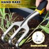 Gardening Hand Tools 3 Piece Set - Heavy Duty Garden Trowel, Transplanter, Hand Rake - Ergo Grip Handle - Bend-Proof & Rust-Proof Design