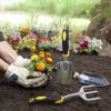 Gardening Hand Tools 3 Piece Set - Heavy Duty Garden Trowel, Transplanter, Hand Rake - Ergo Grip Handle - Bend-Proof & Rust-Proof Design