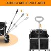 Black Oxford Cloth, Steel Frame, Flat Folding Silver Frame, Garden Folding Cart