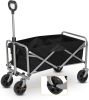 Black Oxford Cloth, Steel Frame, Flat Folding Silver Frame, Garden Folding Cart
