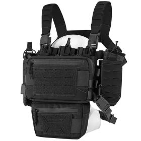 Tactical Chest Rig - MOLLE Modular Micro Fight Chest Rigs With Magazine Pouch For Outdoor, Hunting, Airsoft (Color: Black)