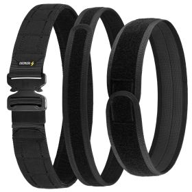 Tactical MOLLE Belt With Quick Release Buckle Heavy Duty Gun Belt With Anti-slip Pad (Option: S-Black)