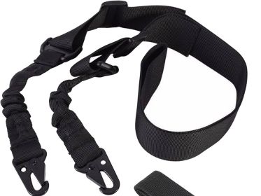 Tactical Rifle Sling Gun Shoulder Strap with 2 Point Hooks - One Single Strap for Hunting and Protection (default: default)