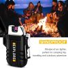 1pc Waterproof Windproof Lighter; USB Rechargeable Outdoor Dual Arc Lighter Flameless Plasma Lighters For Camping; Hiking; Emergency Survival