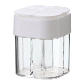 Four-in-one Spice Container; Portable for Camping, Transparent Seasoning Box with 4 separate chambers (Color: White)