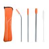 5pcs Set Stainless Steel Straws; Reusable Metal Straws With Silicone Tips; Sturdy Bent & Straight Drink Straws; Food Grade Straw