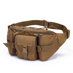 Men's Waterproof Nylon Fanny Pack With Adjustable Belt; Tactical or Sport Waist Bag For Outdoor Hiking, Fishing, Hunting, Camping, or Travel (Color: Clay Color, size: The belt can be adjusted)