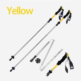 Portable Aluminum Alloy 5-section Foldable Ultralight Trekking Pole for Hiking Travel Lightweight 7075 Pole for Hiking, Walking (Color: Yellow)