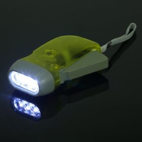 Manual Crank Electric Flashlight Outdoor Household Camping Torch; Small but Powerful Emergency Light Safety Tool; Fits in palm of hand (Color: Yellow)