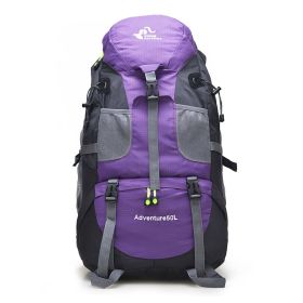 Outdoor Multi-functional 50L Backpack with Reduced Load Bearing for Hiking, Camping, Sports, Travel, and Mountaineering (Color: Purple)