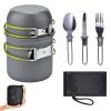 5 Piece Camping Cookware Mess Kit with Lightweight Aluminum Pot, Bowl, Fork, Spoon, Knife and Carry Mesh Bag for Outdoor Camping Hiking and Picnic