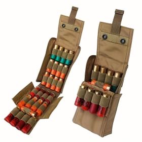 MOLLE Tactical 25 Rounds Shotshell Compact & Foldable Pouch Holder (Color: Khaki)