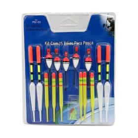 15pcs Fishing Lure Floats Set; Fishing Tackle floats; Vertical Buoy Sea Fishing Floats Assorted Size for Most Type Of Angling with Attachment Rubbers (Quantity: 15pcs/pack(blue))