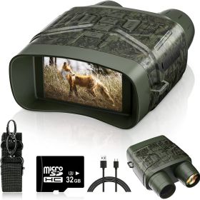 4K Night Vision Binoculars For Adults; Camouflage 3'' Large Screen Binoculars, Can Save Photo & Video With Rechargeable Lithium Battery (Color: Camouflage Color With 32G Memory Card)