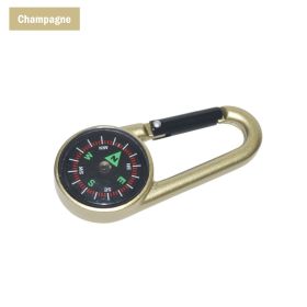 1pc Double-sided Multifunctional Camping Compass Carabiner; Outdoor Accessories (Color: Champagne)