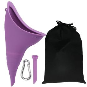 Portable Silicone Urinal For Women; Reusable; Emergency Urinal In Car; Emergency Urinal With Hook And Catheter; With Waterproof Storage Organ (Color: Purple)