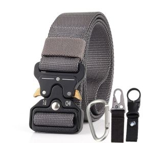 3.8cm Tactical belt Men's military Multi functional nylon outdoor training belt (3 piece set is $16.49) (colour: Dark grey three piece set)