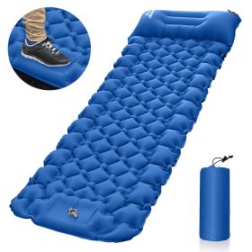 Ultra-light portable outdoor camping inflatable mattress, sleeping pad, tent inflatable pad, no pump needed (Color: Dark Blue)