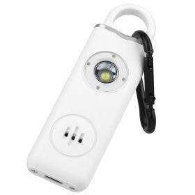 Rechargeable Personal Safety Alarm Portable 130dB Self-defense Siren with Strobe Light LED on a Carabiner (Color: White)