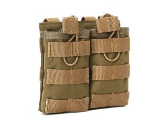 MOLLE Open Top Double or Triple Mag Pouch (Color: Khaki, size: Double)