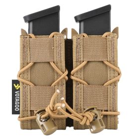 MOLLE Mag Pouch, Open-Top Pistol Mag Pouch, Adjustable Mag Pouch Compatible with Various MOLLE Tactical Belts (Color: Double-Brown)