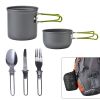 5 Piece Camping Cookware Mess Kit with Lightweight Aluminum Pot, Bowl, Fork, Spoon, Knife and Carry Mesh Bag for Outdoor Camping Hiking and Picnic