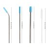 5pcs Set Stainless Steel Straws; Reusable Metal Straws With Silicone Tips; Sturdy Bent & Straight Drink Straws; Food Grade Straw