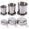 Stainless Steel Folding Cup; Portable Ultralight Collapsible Travel Cup; Outdoor Retractable Drinking Cup & EVA Case Set; Foldable Cup With Keychain