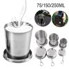 Stainless Steel Folding Cup; Portable Ultralight Collapsible Travel Cup; Outdoor Retractable Drinking Cup & EVA Case Set; Foldable Cup With Keychain