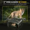 4K Night Vision Binoculars For Adults; Camouflage 3'' Large Screen Binoculars, Can Save Photo & Video With Rechargeable Lithium Battery