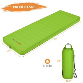 Self Inflating Folding Camping Sleeping Mattress with Carrying Bag (Color: Green)