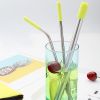 5pcs Set Stainless Steel Straws; Reusable Metal Straws With Silicone Tips; Sturdy Bent & Straight Drink Straws; Food Grade Straw