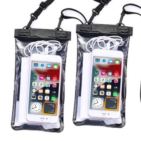 2pcs Oversized Mobile Phone Waterproof Dustproof Bag Touch Screen For Diving Swimming Sealing (Color: 2pcs- Black)