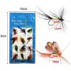 12pcs/Set Insects Flies Fly Fishing Lures Bait High Carbon Steel Hook Fish Tackle With Super Sharpened Crank Hook Decoy; Assorted Varieties