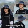 Men's Outdoor Wide Brim Fishing Hat - Foldable Sun Protection Cap with Removable Neck Flap - Mesh Sun Hat
