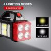 1pc Multifunctional Solar LED+COB Light With Handle; USB Charging Waterproof For Outdoor Camping Safety Emergency At Night
