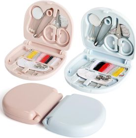 1pc Mini Portable Small Sewing Box - Emergency Travel, Household Sewing Kit with Thread, Scissors, Needles, Pins (Color: Pink*2+Blue*2)