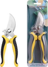 Pruner Garden Scissors Professional Sharp Bypass Pruning Shears Tree Trimmers Secateurs Hand Clippers For Garden Beak Scissors (Color: Yellow)