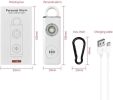 Rechargeable Personal Safety Alarm Portable 130dB Self-defense Siren with Strobe Light LED on a Carabiner